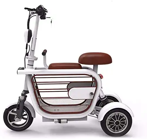 CYGGL Scooter de mobilité électrique à 3 Roues, avec siège Enfant, Alarme antivol et Double Absorption des Chocs, Charge maximale 140 kg