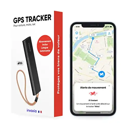 Invoxia Tracker GPS sans Carte SIM avec Alerte Antivol en Temps Réel et Longue Autonomie - Abonnement Inclus - Suivi Voiture, Moto, Scooter, Sac.