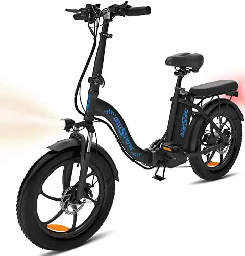 Vélo électrique E Bike Femmes Hommes, 20 x 3.0 '' E-Bike Vélo Pliant Tout Terrain | Moteur 250W | Batterie Lithium 48V 10.4AH 50KM | Shimano 7 Vitesses | Marquage CE