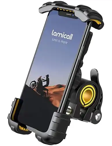 Support Téléphone Vélo, Lamicall Support Téléphone Moto - 360° Support Guidonavec Rotation pour iPhone 13 Pro Max, 12, 11 Pro, Xs, XR, X, 8, 7, 6S, Samsung, Huawei, 4.7-6.8 Pouces Smartphones - ...