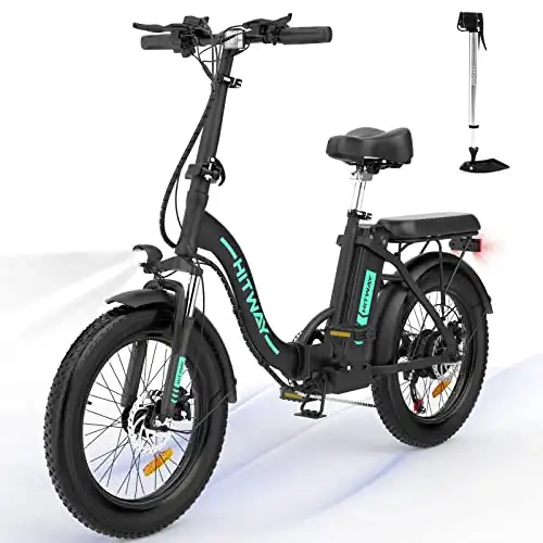 HITWAY Vélo Électrique,20" VTT Fat Bike Electrique Adulte Pliable,Batterie 36V/11,2Ah,Moteur 250W,Portée 35-90km,Shimano 7 Vitesses,E Bike Ville