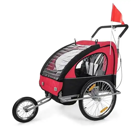 CONVERTIBLE JOGGER REMORQUE VELO 2EN1 JUSQU'A 2 ENFANTS AMORTISSEUR