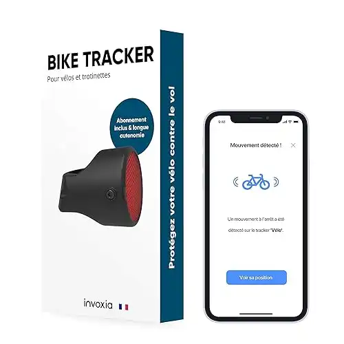 Invoxia Bike Tracker - Traceur GPS Antivol Vélo - Réflecteur avec Alertes en Temps Réel - Abonnement 3 ans Inclus - Jusqu à 3 Mois d Autonomie - Discret et Léger - Étanche